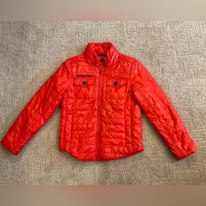 🧡 Mexx Kids Toddler Orange Puffer Jacket 4-6T Water Wind Resistant Hood EUC